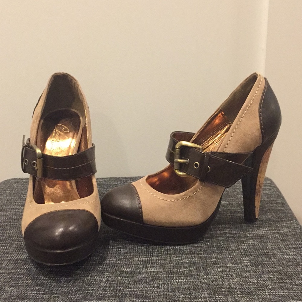 Brown/Camel PU High heel shoes